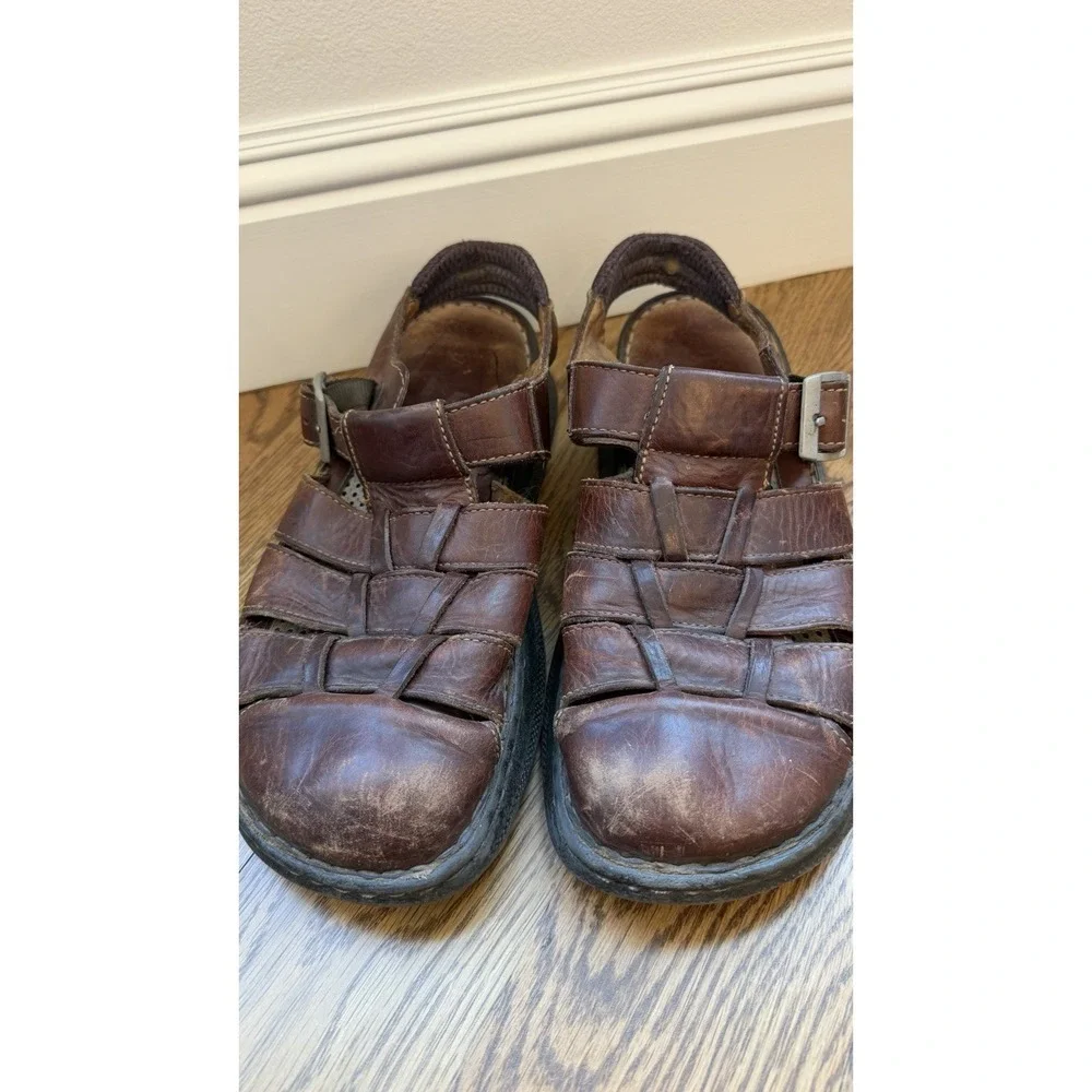 Born Sandals Shoe Men 12 Brown cabot lll Leather Fisherman Buckle Comfort Casual